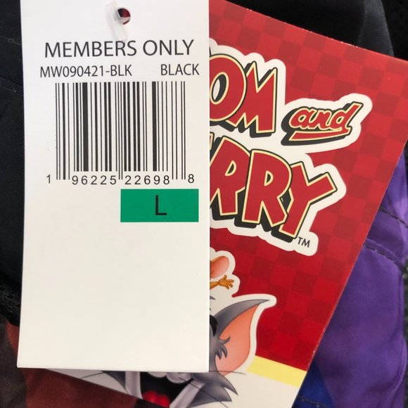 Members Only MW090421-BLK  Mens Large Tom and Jerry Hooded Full Zip Windbreaker - Picture 4 of 12